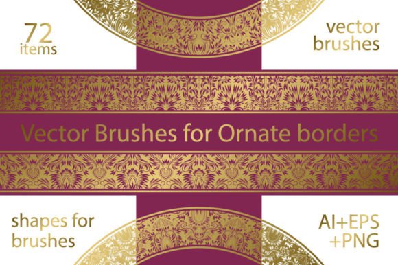 72 Ornate Vector Brushes for Vintage Design