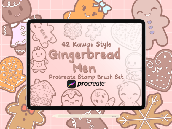 Gingerbread Men Procreate Stamp Brushes: A Kawaii Collection for Digital Creators