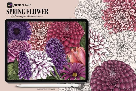 Procreate Flower Stamp Brushes for Spring Art